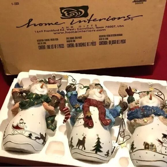 Home Interiors and Gifts Christmas Snowmen Snowman Large 8" Set of 3 - Picture 3 of 11